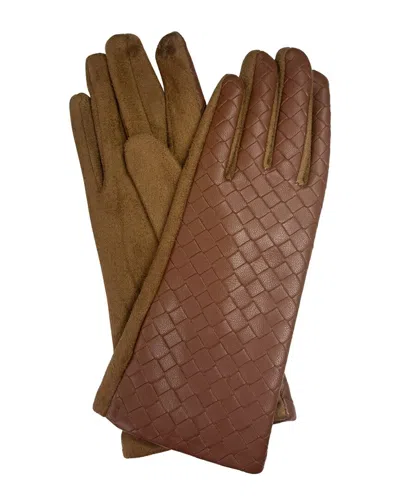 Marcus Adler Knit Sleeve Vegan Leather Tech Glove In Brown