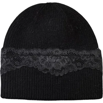 Marcus Adler Lace Applique Beanie In Black
