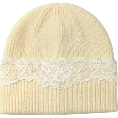 Marcus Adler Lace Applique Beanie In Ivory