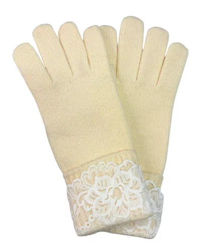 Marcus Adler Lace Applique Knit Glove In Yellow