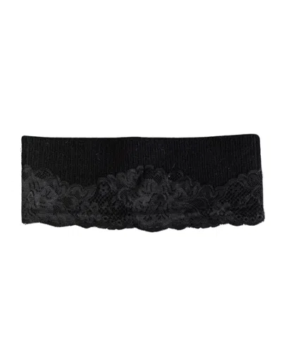 Marcus Adler Lace Applique Knit Headband In Black