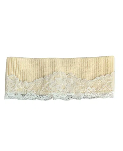 Marcus Adler Lace Applique Knit Headband In Ivory