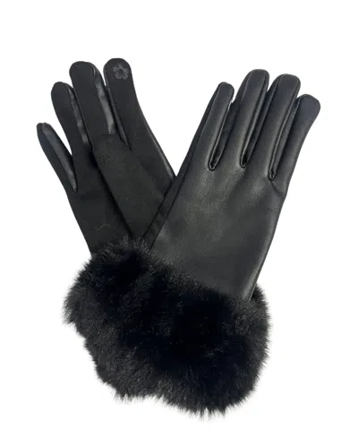 Marcus Adler Leather Glove With Cuff In Black