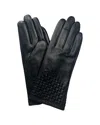 Marcus Adler Women's Woven Genuine Leather Touchscreen Glove In Black