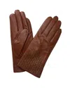 Marcus Adler Women's Woven Genuine Leather Touchscreen Glove In Brown