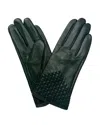 Marcus Adler Women's Woven Genuine Leather Touchscreen Glove In Green