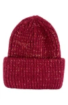 Marcus Adler Metallic Beanie In Burgundy