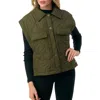 Marcus Adler Women's Snap Front Quilted Vest With Front Pockets In Olive