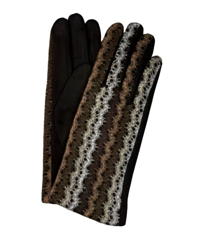 Marcus Adler Open Weave Suede Gloves In Brown