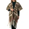 Marcus Adler Plaid Fringe Ruana In Olive