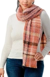 Marcus Adler Women's Ultra Cozy Fringed Plaid Scarf In Blush