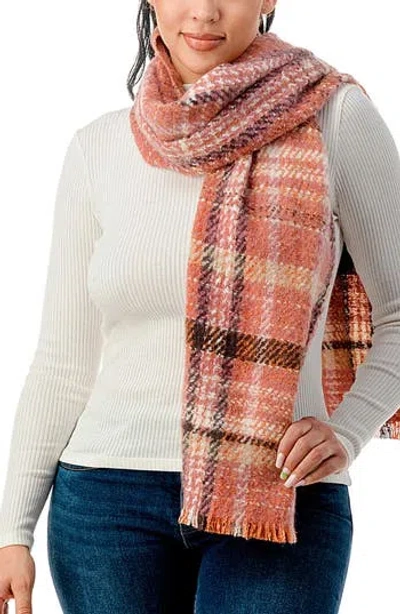 Marcus Adler Plaid Scarf In Pink