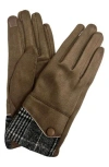 Marcus Adler Plaid Touchscreen Gloves In Camel