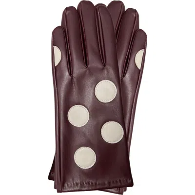 Marcus Adler Polka Dot Tech Faux Leather Gloves In Brown