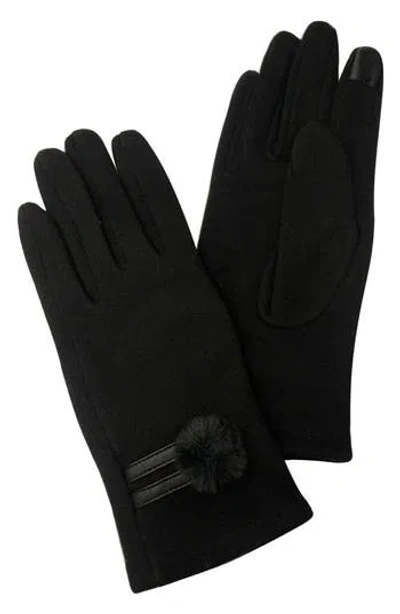 Marcus Adler Pompom Jersey Touchscreen Gloves In Black