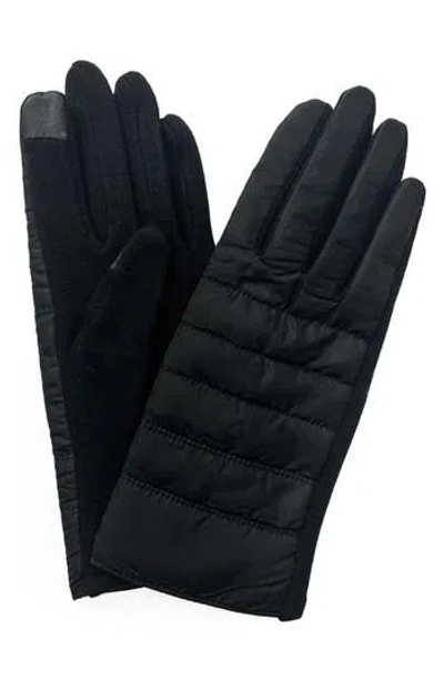 Marcus Adler Puffer Quilted Jersey Touchscreen Gloves In Black