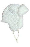 Marcus Adler Quilted Faux Fur Trapper Hat In White