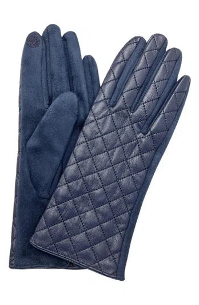 Marcus Adler Quilted Faux Leather Gloves In Blue