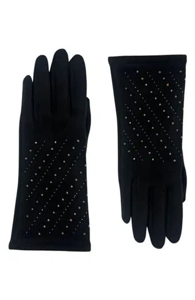 Marcus Adler Rhinestone Jersey Touchscreen Gloves In Black