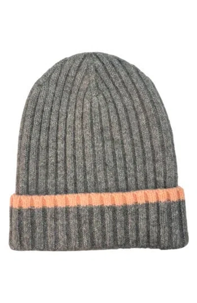 Marcus Adler Rib Knit Stripe Cuff Beanie In Grey