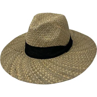 Marcus Adler Ribbon Band Straw Panama Hat In Black