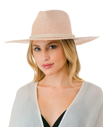 Marcus Adler Rope Trim Straw Panama Hat In Blush