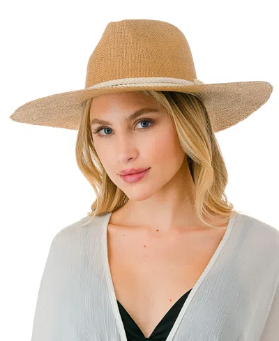 Marcus Adler Rope Trim Straw Panama Hat In Dark Tan