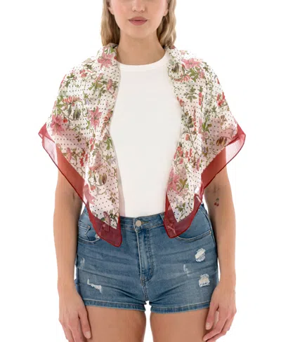 Marcus Adler Satin Floral Polka Dot Square Scarf In Multi