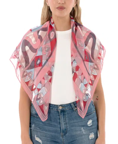 Marcus Adler Satin Geo Print Square Scarf In Pink