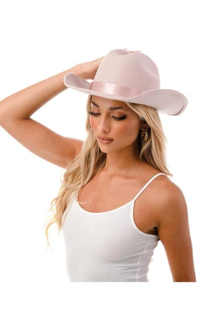 Marcus Adler Satin Ribbon Wool Cowboy Hat In Pink