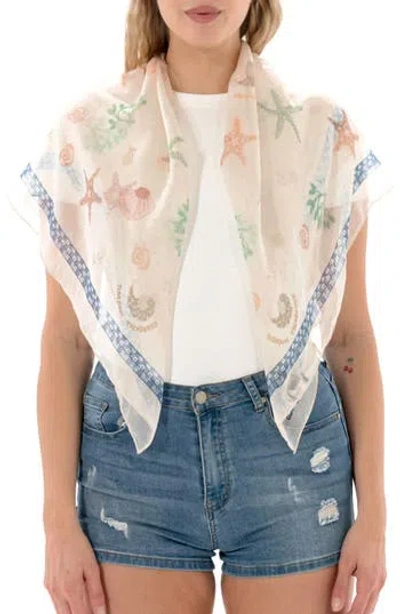 Marcus Adler Seashell Print Square Scarf In Neutral