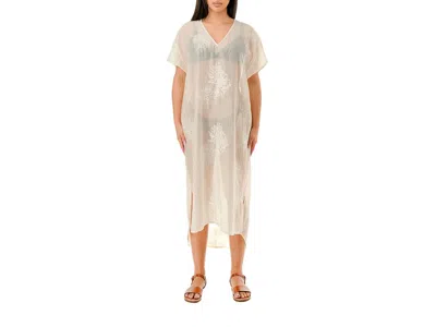Marcus Adler Sheer Embroidered Swimsuit Coverup In White