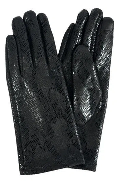 Marcus Adler Snake Embossed Jersey Touchscreen Gloves In Black
