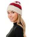 Marcus Adler Stripe Fuzzy Hair Beanie In Red
