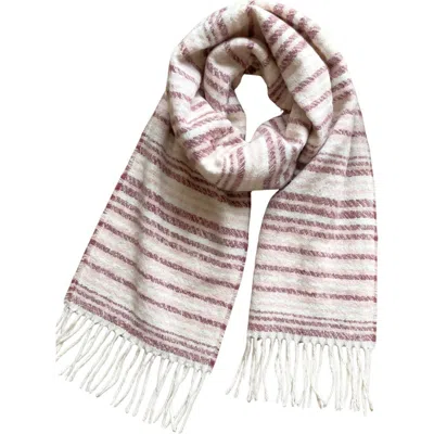 Marcus Adler Striped Tassel Scarf In Pink