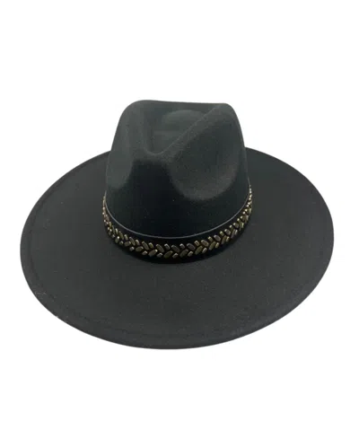 Marcus Adler Studded Band Wool Blend Panama Hat In Black