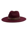 Marcus Adler Studded Band Wool Blend Panama Hat In Burgendy