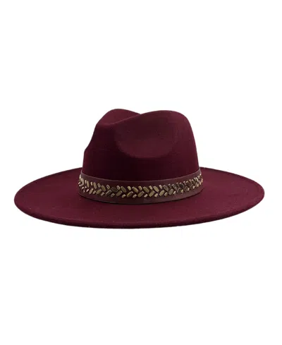 Marcus Adler Studded Band Wool Blend Panama Hat In Red