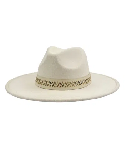 Marcus Adler Studded Band Wool Blend Panama Hat In White