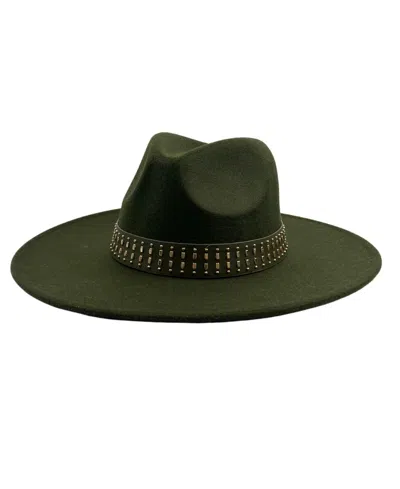 Marcus Adler Studded Band Wool Blend Panama Hat In Green