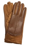 Marcus Adler Studded Faux Leather Touchscreen Compatible Gloves In Brown