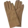 Marcus Adler Studded Faux Leather Touchscreen Compatible Gloves In Brown