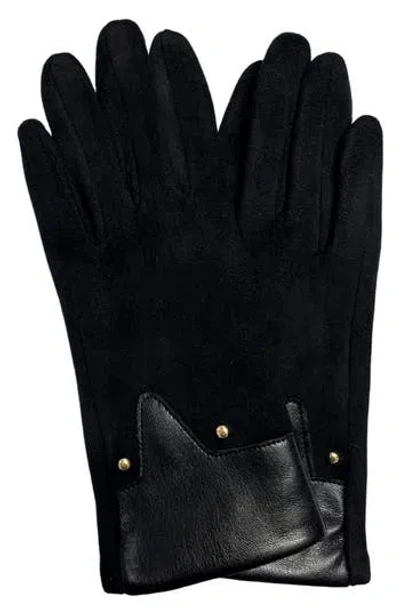 Marcus Adler Studded Faux Suede Gloves In Brown