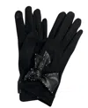 Marcus Adler Suede Glove With Bow In Black