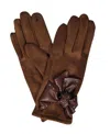 Marcus Adler Suede Glove With Bow In Brown
