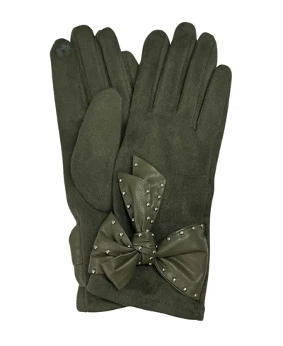 Marcus Adler Suede Glove With Bow In Green
