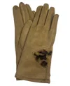 Marcus Adler Suede Glove With Cheetah Detail In Taupe