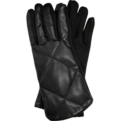 Marcus Adler Tech Cross Stitch Faux Leather Gloves In Black