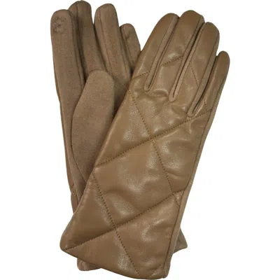 Marcus Adler Tech Cross Stitch Faux Leather Gloves In Tan
