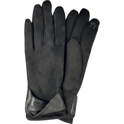 Marcus Adler Tech Faux Suede Twisted Gloves In Black